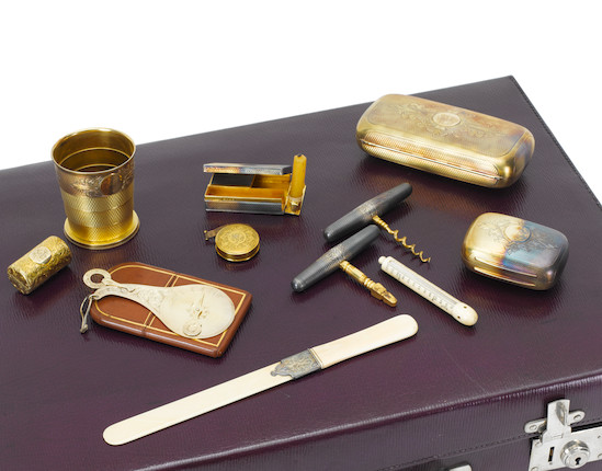 Bonhams : ASPREY 20th century fitted purple leather 22inch suitcase ...