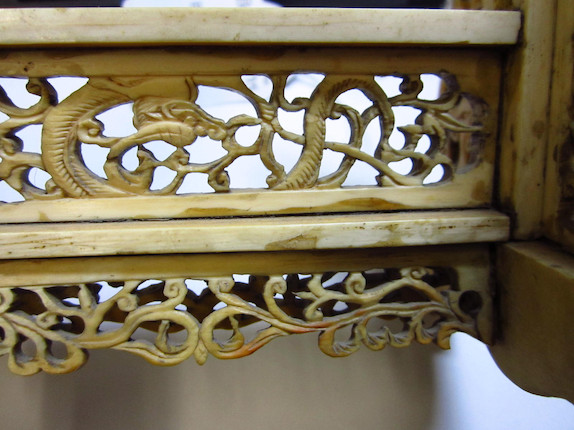 Bonhams : A pair of carved and stained ivory table screens 19th century