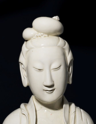 Bonhams : A very large blanc-de-Chine standing figure of Guanyin Late ...