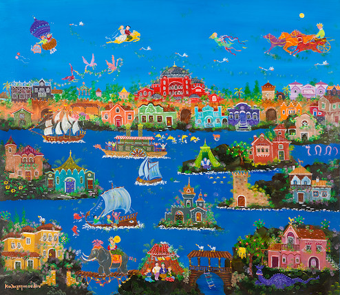 Bonhams : Sofia Kalogeropoulou (Greek, born 1946) Fairytale 105 x 120 cm.