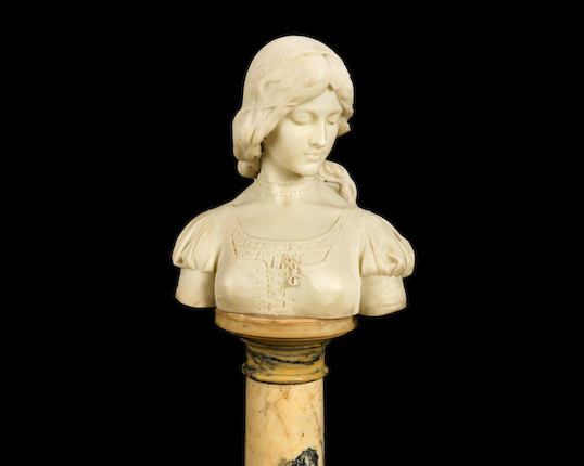 A CARVED MARBLE BUST OF A WOMAN , ITALIAN, 18TH CENTURY