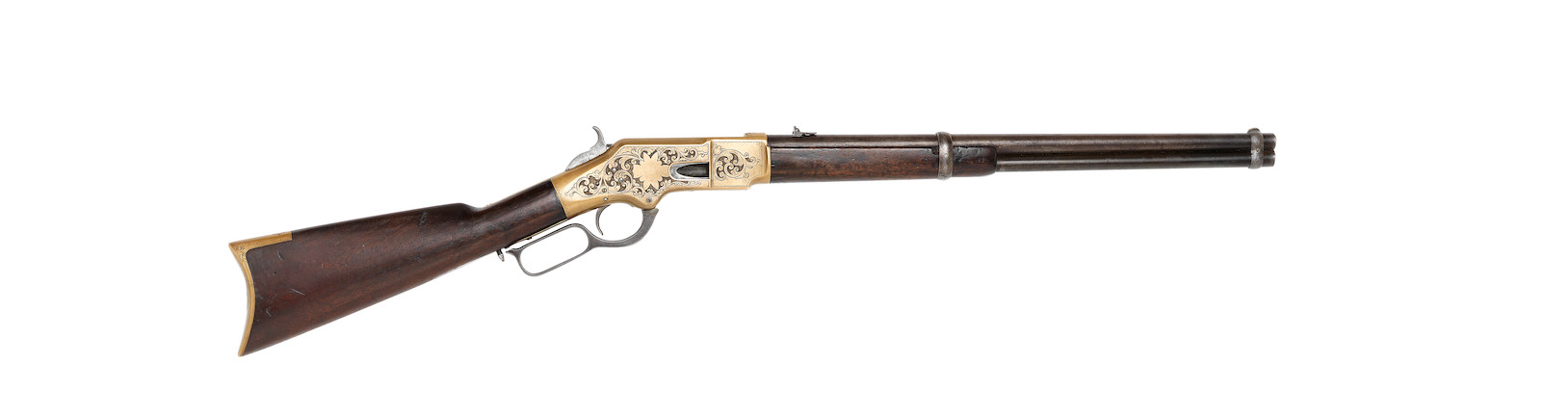 Bonhams : An engraved and Henry-marked .44 (R.F.) 'Model 1866' lever-action  saddle-ring carbine by Winchester, no. 15753 (circa 1868)