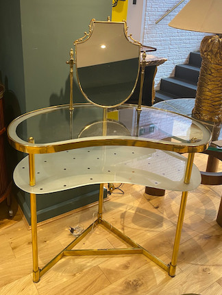 Bonhams : An Italian two tiered glass and brass vanity table 1950s