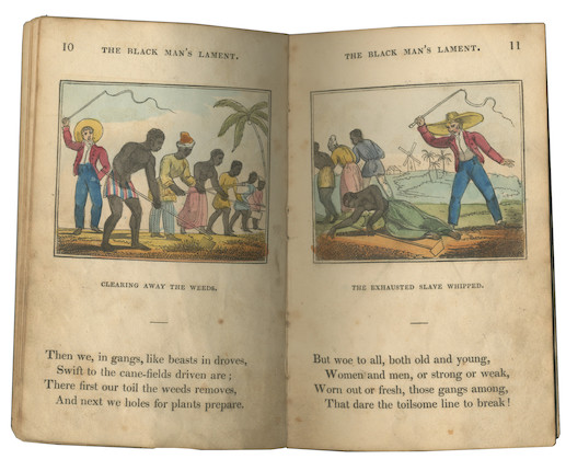 The Exhausted Slave Whipped, from The Black Man's Lament; or How to Make  Sugar, by Ameilia Opie, England, London, 1826 - SuperStock
