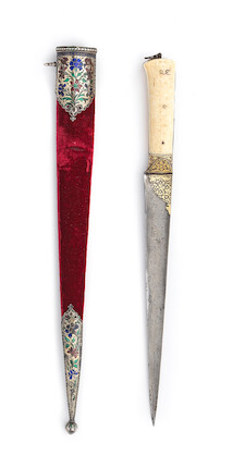 Bonhams : A Lucknow enamelled-silver-mounted walrus ivory-hilted steel ...