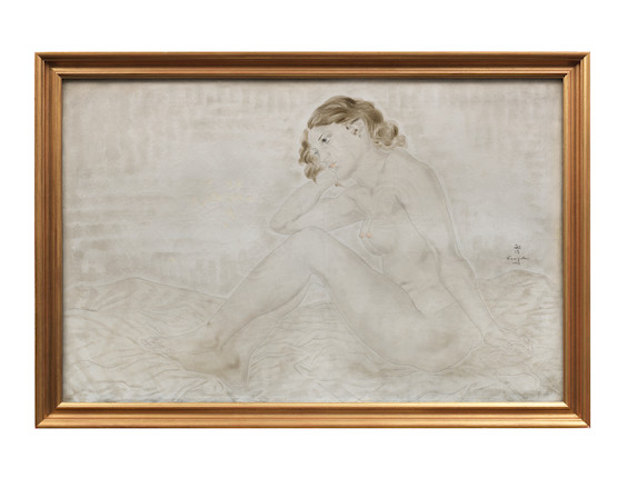 LÉONARD TSUGUHARU FOUJITA (1886-1968) Nu assis (Jacqueline Barsotti-Goddard) (Painted in Paris in 1929) image 3