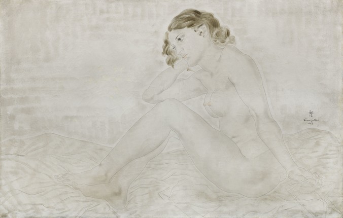 LÉONARD TSUGUHARU FOUJITA (1886-1968) Nu assis (Jacqueline Barsotti-Goddard) (Painted in Paris in 1929) image 1