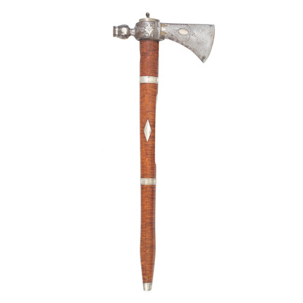 American Engraved Brass Pipe Tomahawk, Late 18th Century