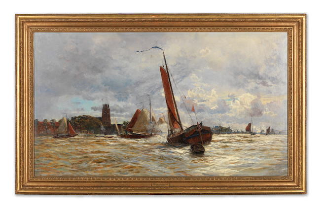 Bonhams : William Lionel Wyllie, RA (British, 1851-1931) Boats on the ...