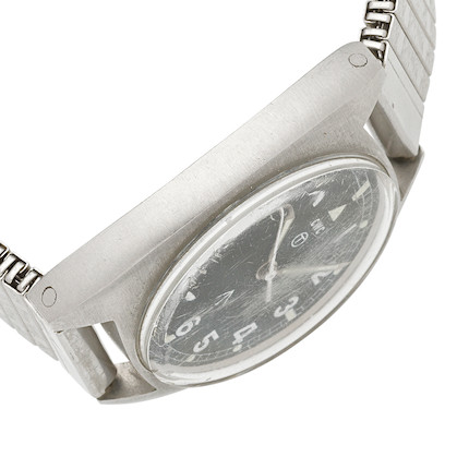 Bonhams : CWC. A stainless steel military issue manual wind bracelet ...