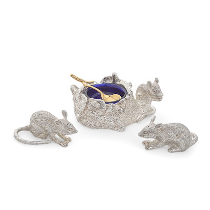 Bonhams : A novelty silver three-piece mice condiment set William ...