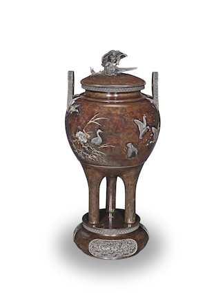 Bonhams : IZUMI SEIJO (1865-1937) An inlaid Bronze Monumental Three ...