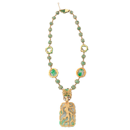 Bonhams : Jade, Diamond And Ruby Necklace With Detachable Pendant,