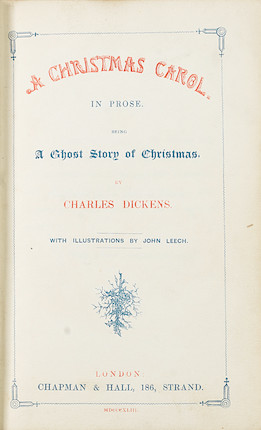 Bonhams : DICKENS (CHARLES) A Christmas Carol. In Prose. Being a Ghost  Story of Christmas, FIRST EDITION, FIRST ISSUE, Chapman & Hall, 1843