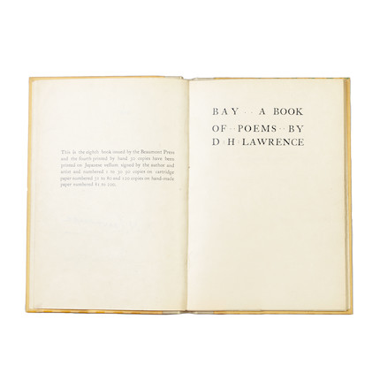 Bonhams : LAWRENCE (D.H.) Bay. A Book of Poems, FIRST EDITION, ONE OF ...