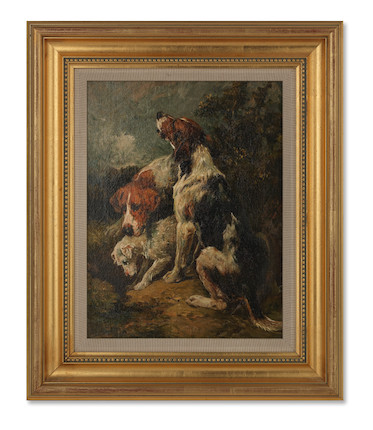 Bonhams : John Emms (British, 1843-1912) Waiting at the rabbit hole