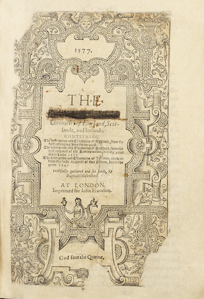 Bonhams HOLINSHED (RAPHAEL) The firste volume of the Chronicles of