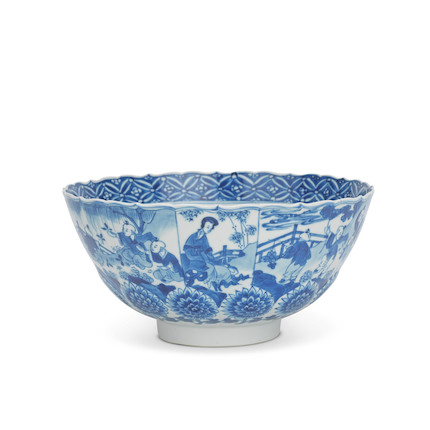 Bonhams : A MOULDED BLUE AND WHITE BARBED RIM BOWL Qi yu bao ding zhi ...