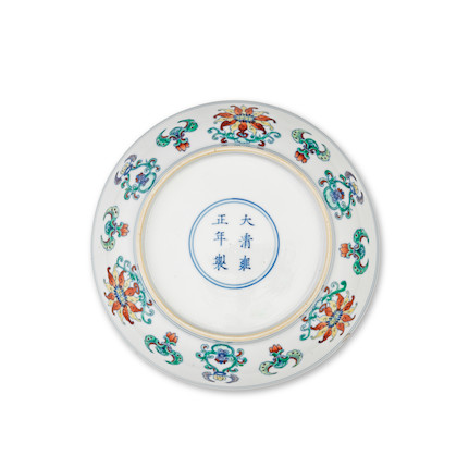 Bonhams : A DOUCAI 'DOUBLE LOTUS' DISH Yongzheng six-character mark and ...