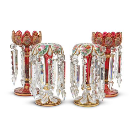 Bonhams : A pair of late 19th century Bohemian overlaid ruby glass ...