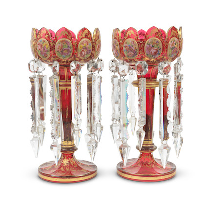 Bonhams : A pair of late 19th century Bohemian overlaid ruby glass ...