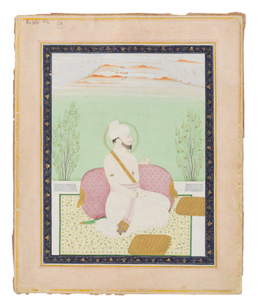 Bonhams : Raja Sansar Chand of Kangra (reg. 1775-1823) seated on a ...