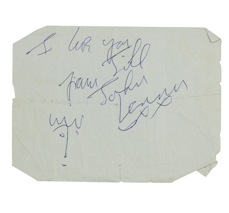 Bonhams : John Lennon An Unusual Autograph With Self-Caricature, 1963,