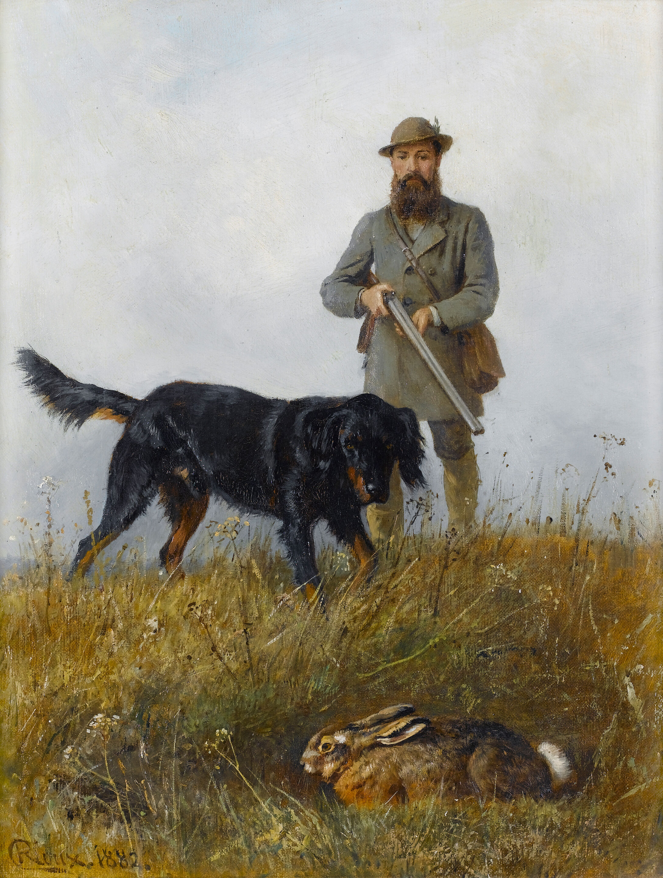 Bonhams : Carl Roux (German, 1826-1894) The hunter 17 3/4 x 13 3/4 in ...