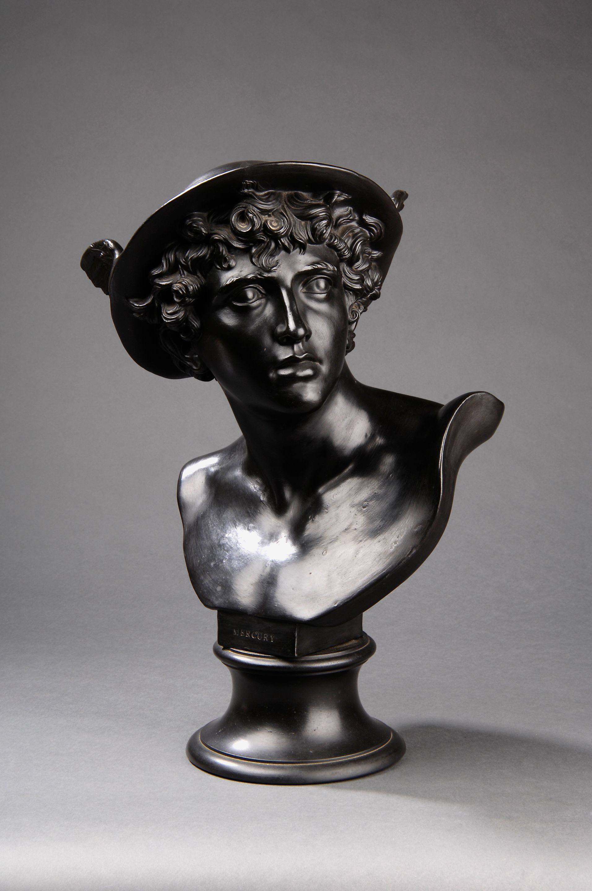 Bonhams : A Wedgwood black basalt library portrait bust of Mercury