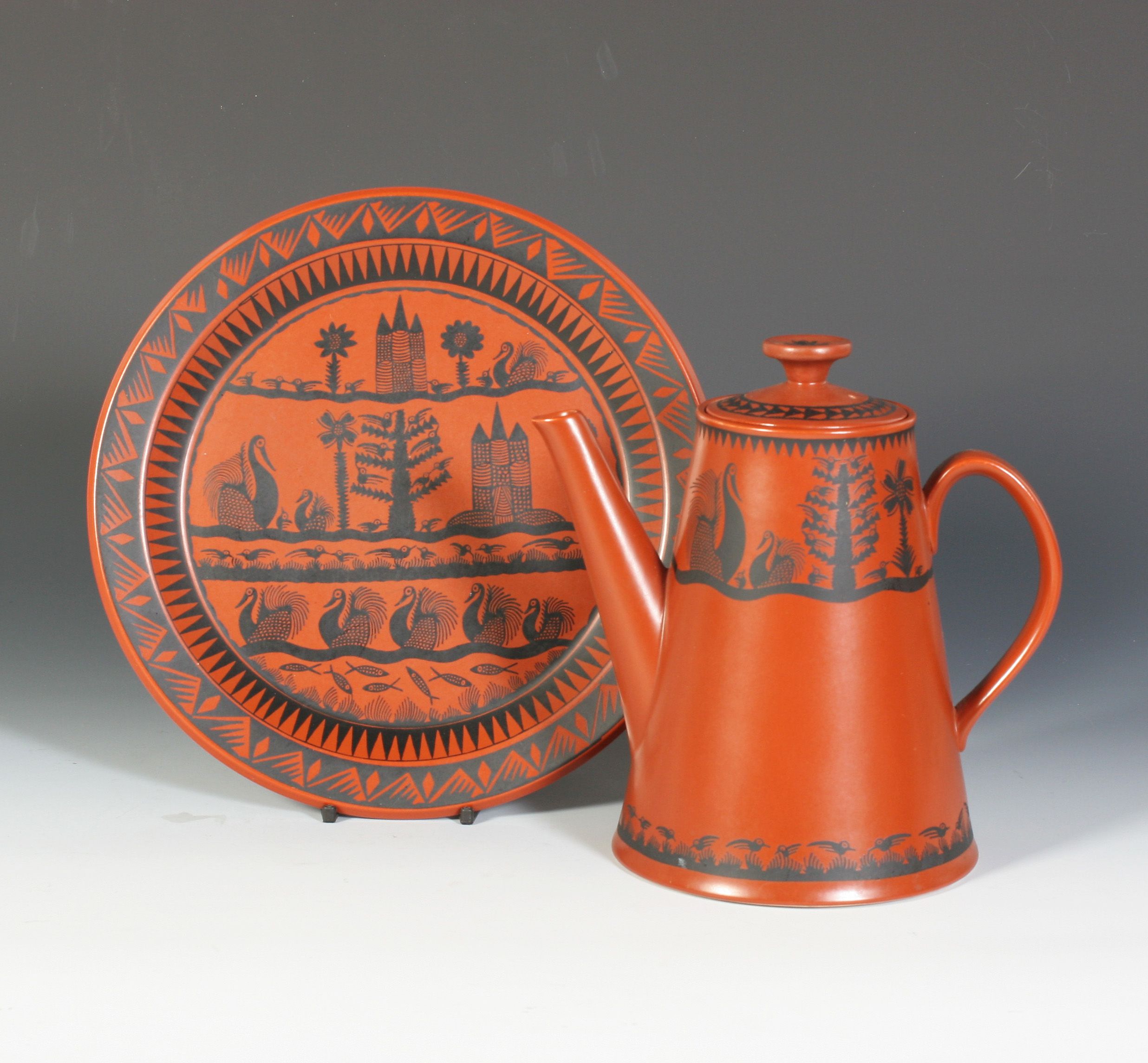 Bonhams : A Royal Worcester Crown Ware terracotta coffee pot and
