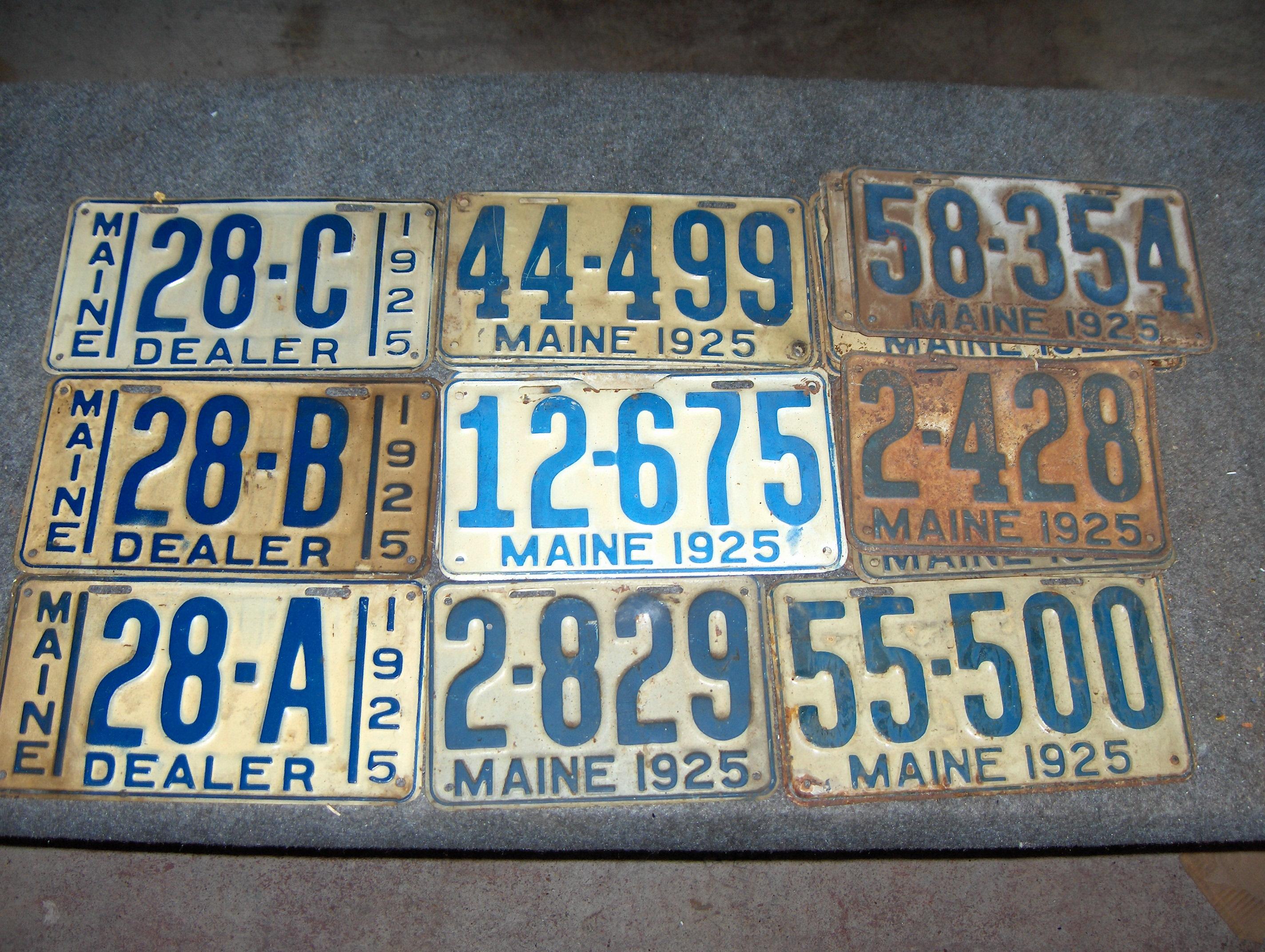 Bonhams Cars : Nineteen assorted 1925 tin Maine license plates,,