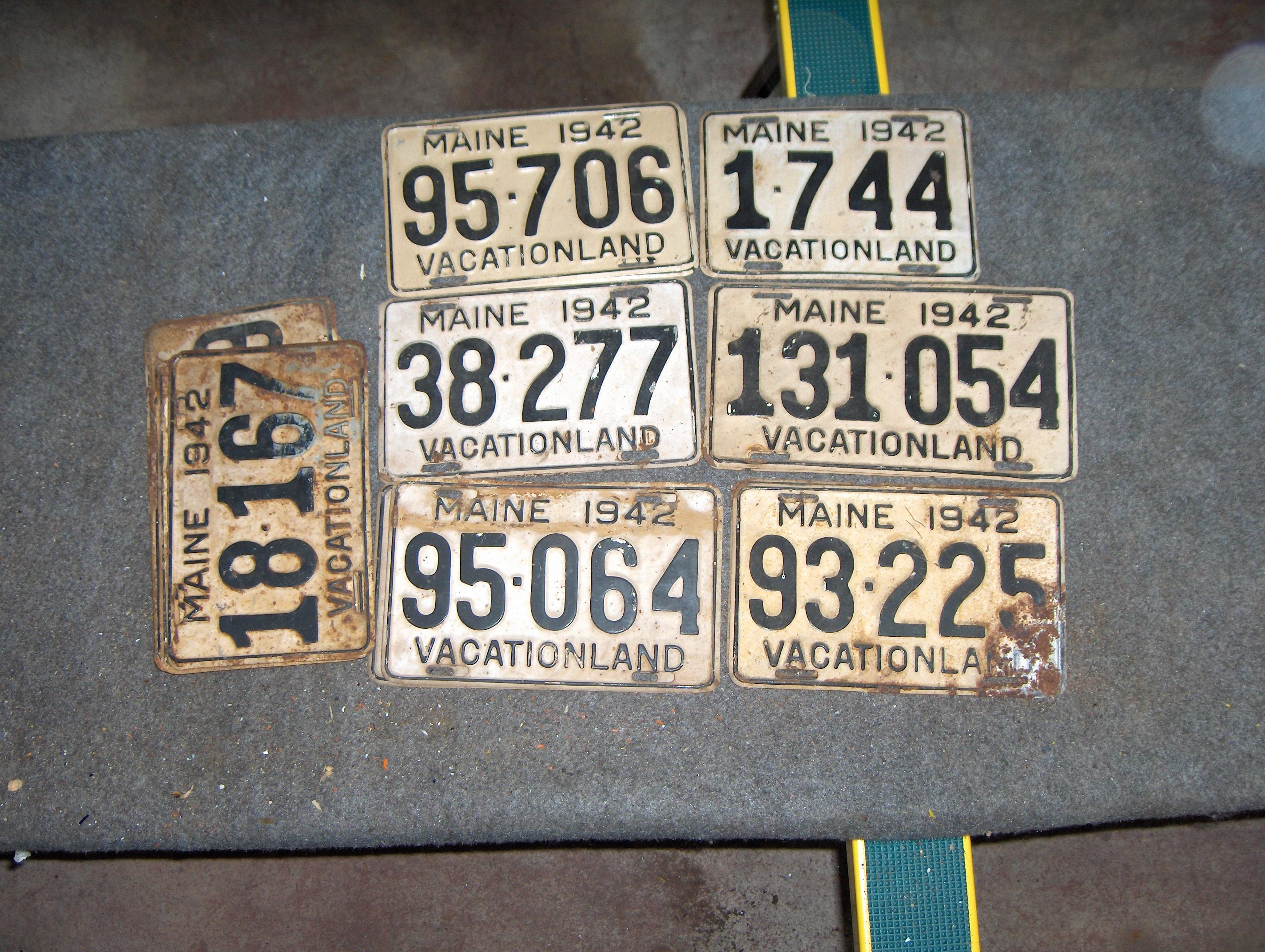 Bonhams Cars : Eighteen assorted 1941 embossed tin Maine license plates,,