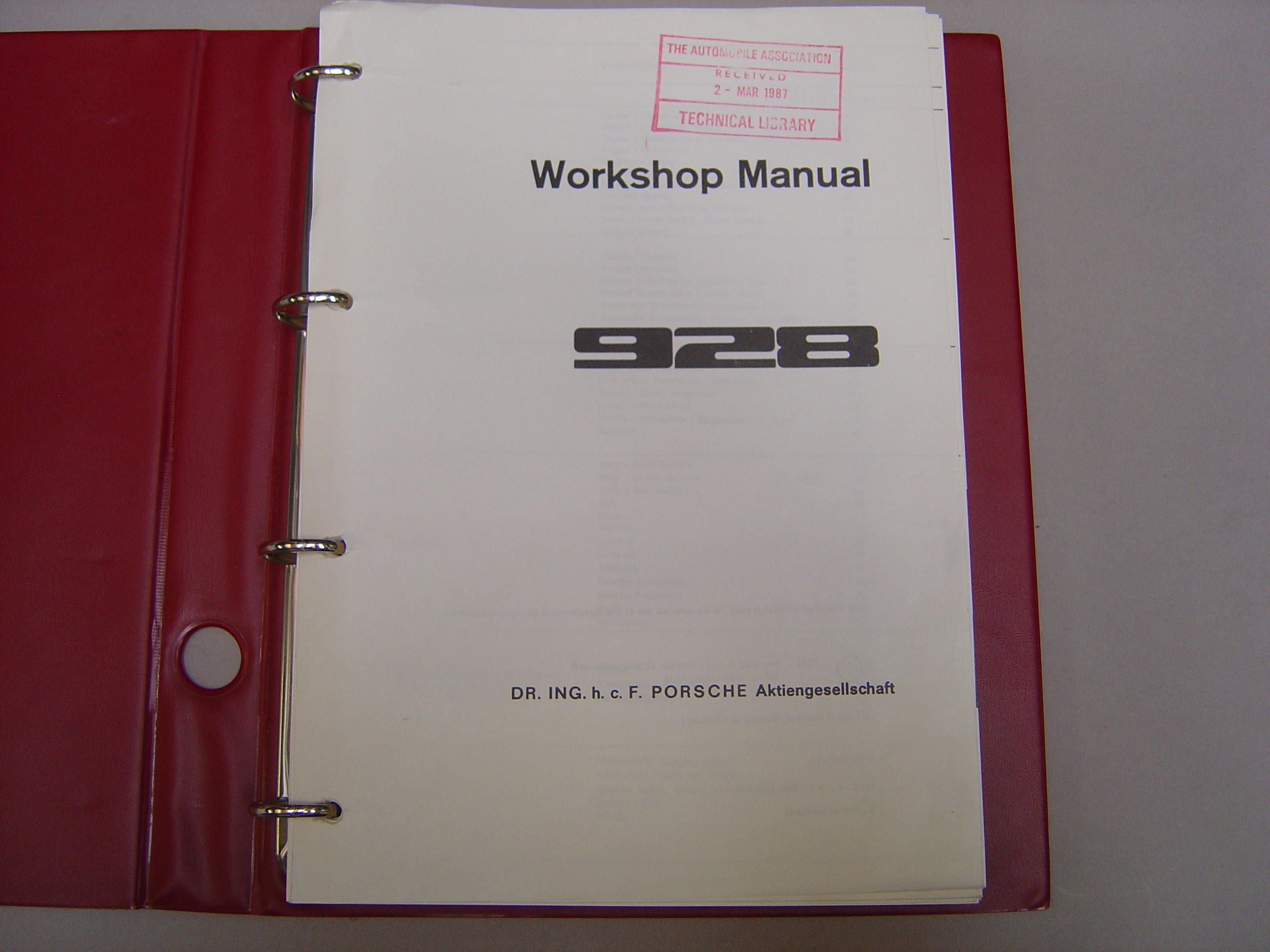 Bonhams Cars : A Porsche 928 workshop manual,