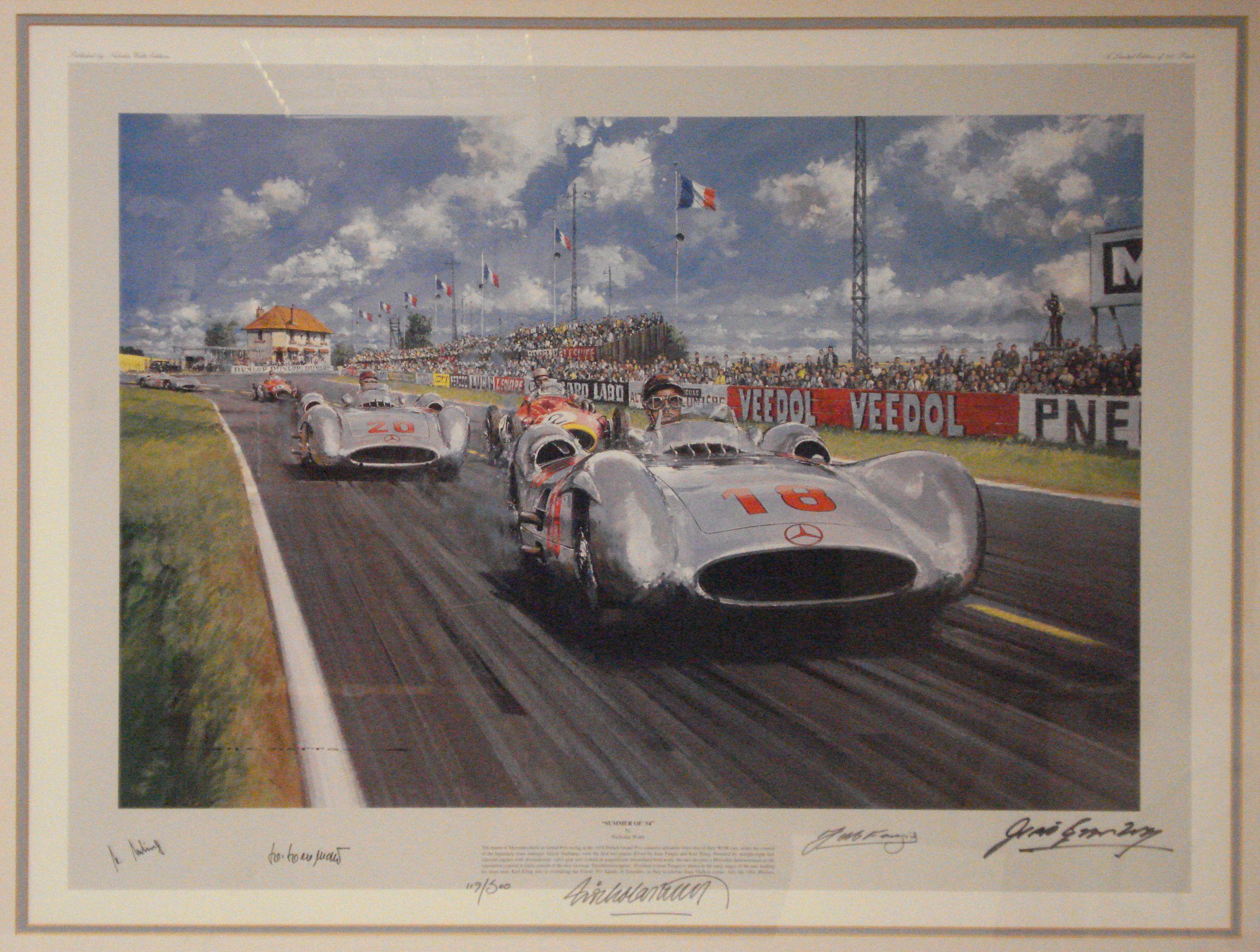 Bonhams Cars : 'Summer of '54', a Fangio signed print after Nicholas Watts,