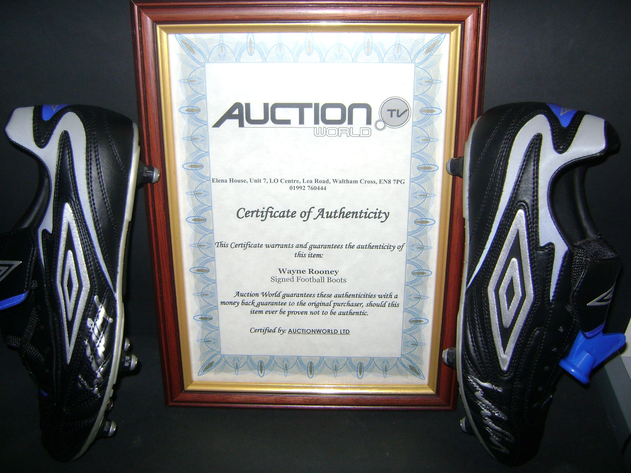 Bonhams Wayne Rooney hand signed boots