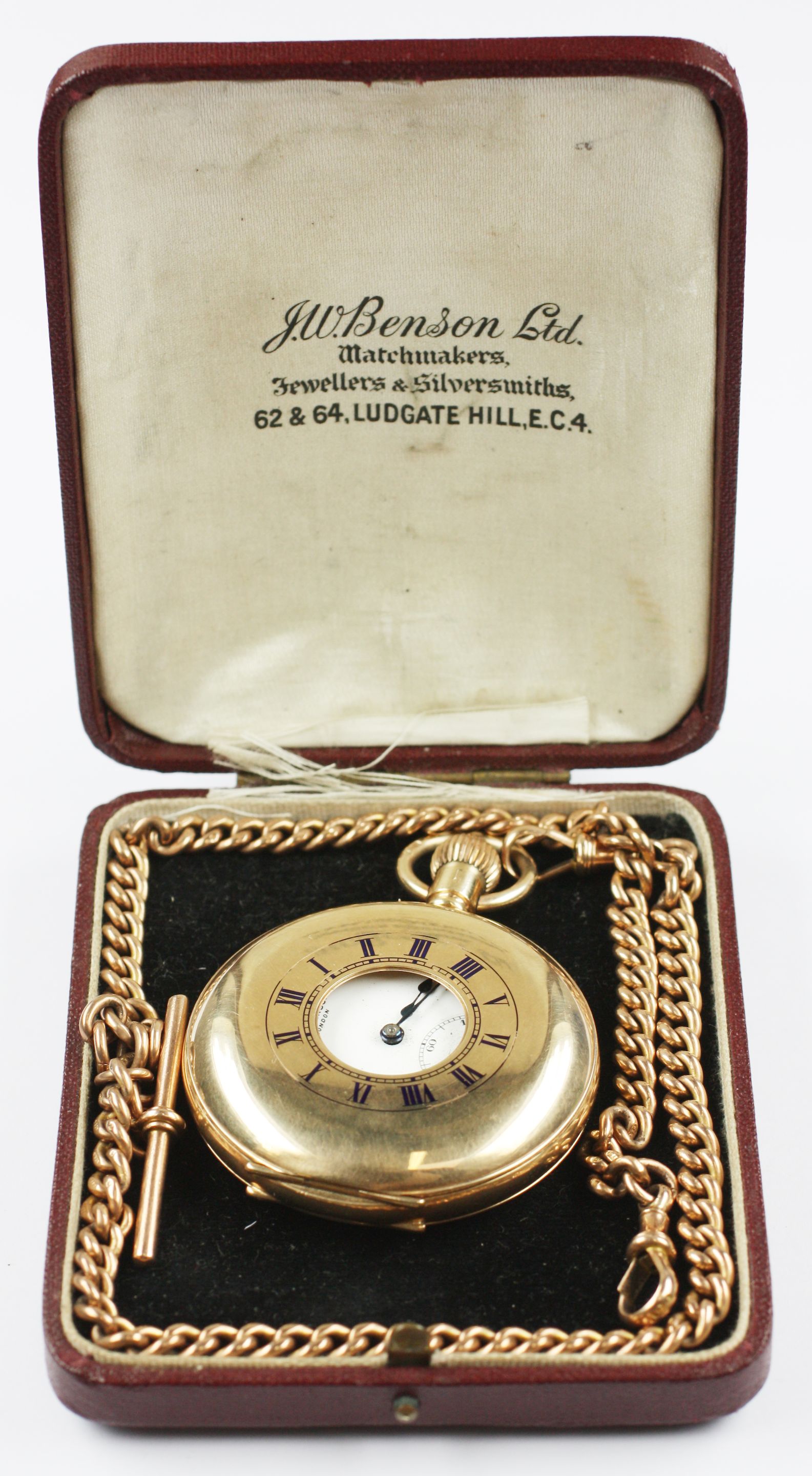 Half Hunter Pocket Benson Pocket Watch Edwardian JW Benson 18ct