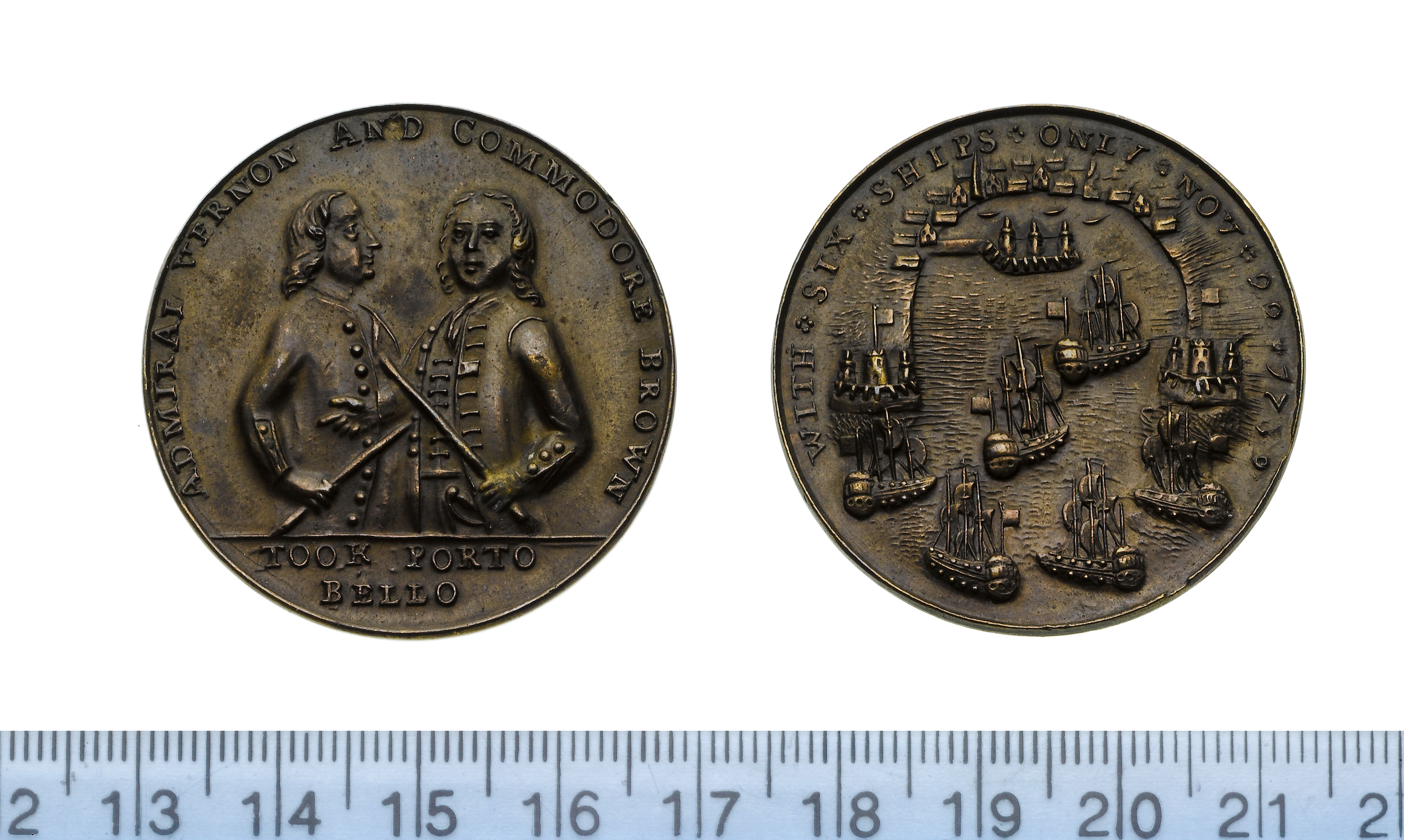 Bonhams : Capture of Portobello 1739, Bronze medal, 38mm, 14.94g 