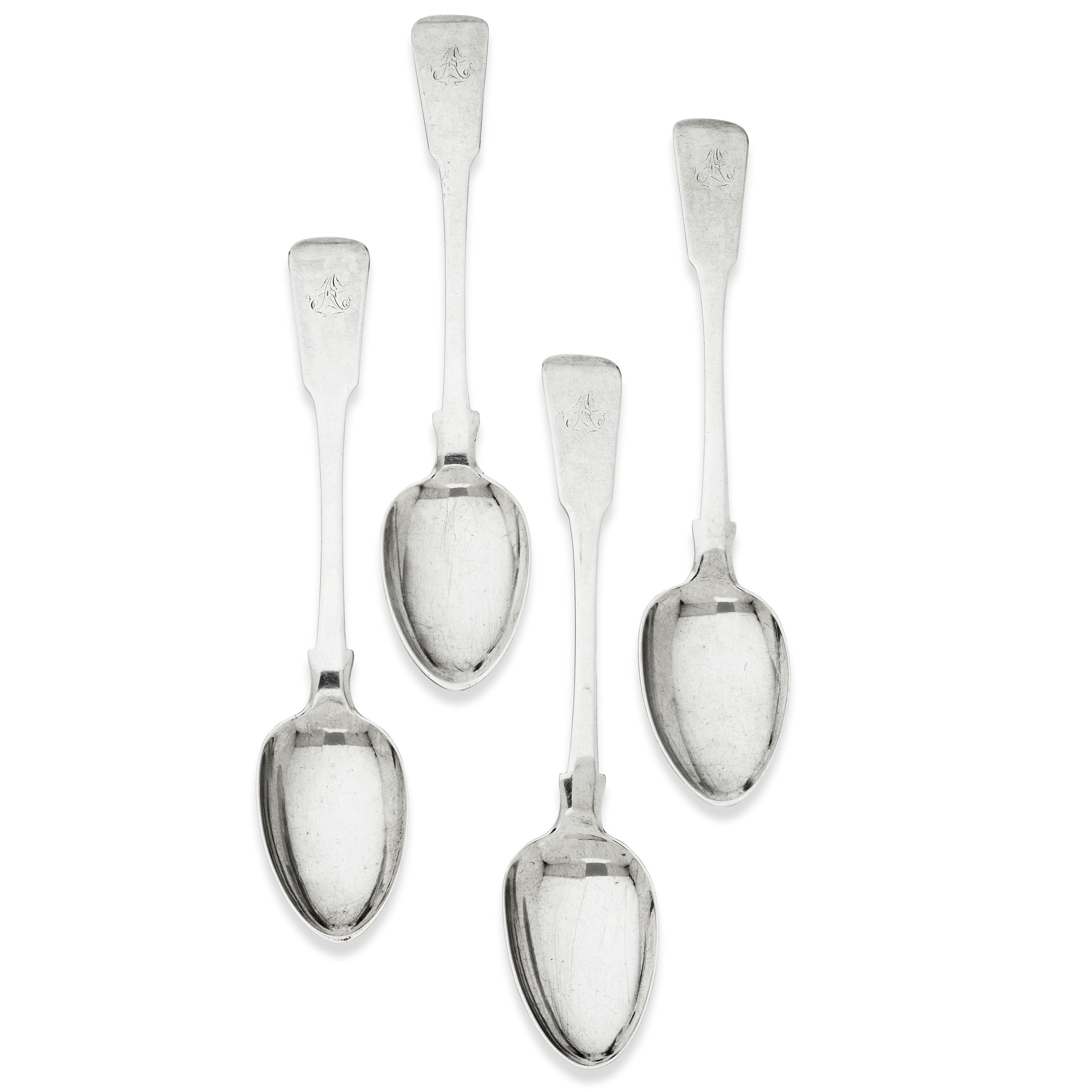 Bonhams : A rare set of four early 19th Century fiddle pattern ...