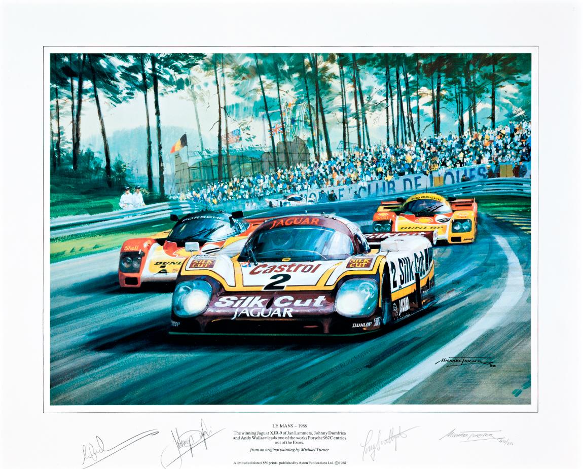 最終セール 貴重！1982年The Lawman by Jim Ponter Bonhams Cars : A pair of Le Mans Jaguar prints by Michael