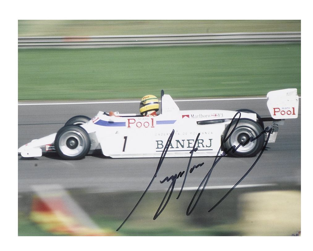Bonhams Cars : A signed Ayrton Senna colour photograph,
