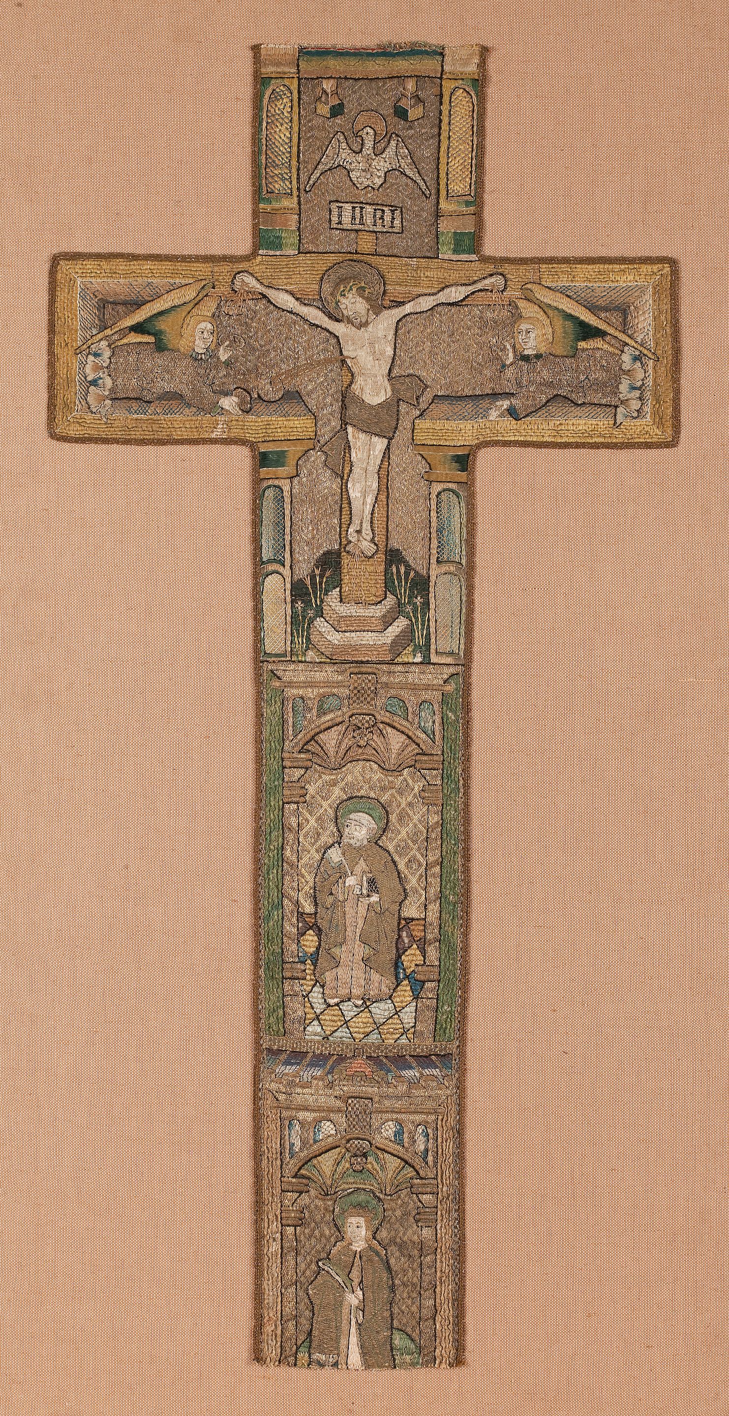 A rare late 15th/early 16th century English embroidered orphrey cross  designed with the Crucifixion of Christ - Bonhams