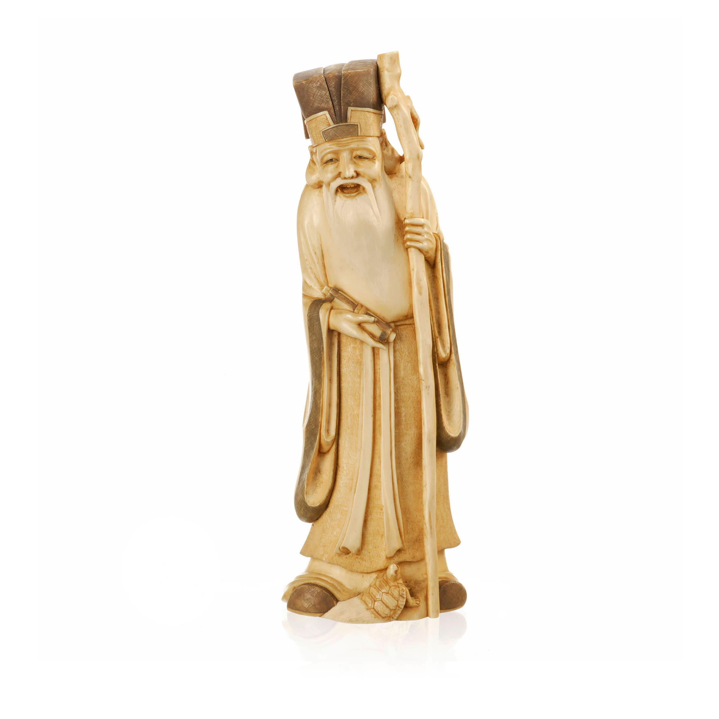 Bonhams : A carved ivory figure of Shouxin 19th century