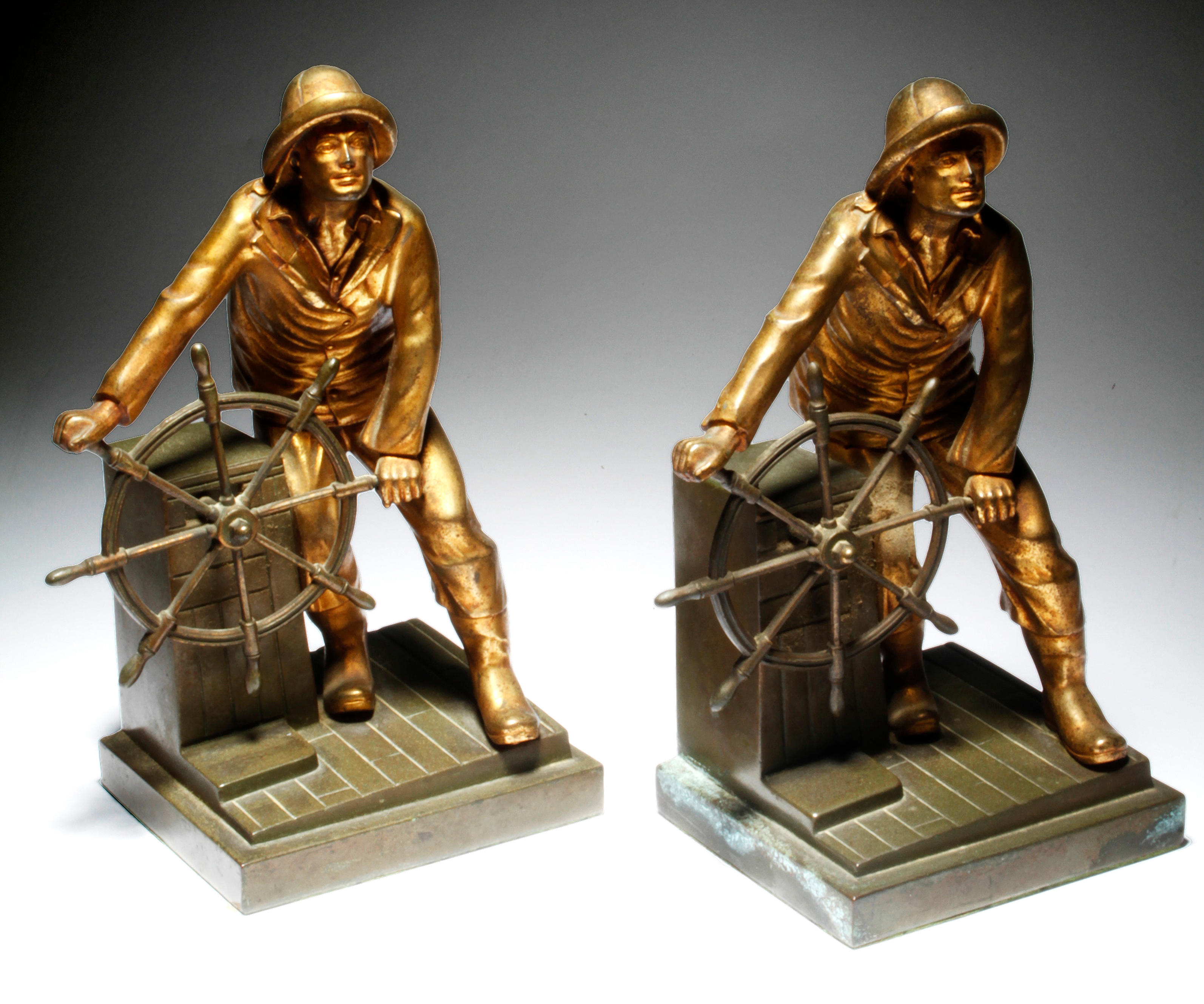 Pair Of Bronze/brass Gloucester Fisherman Bookends