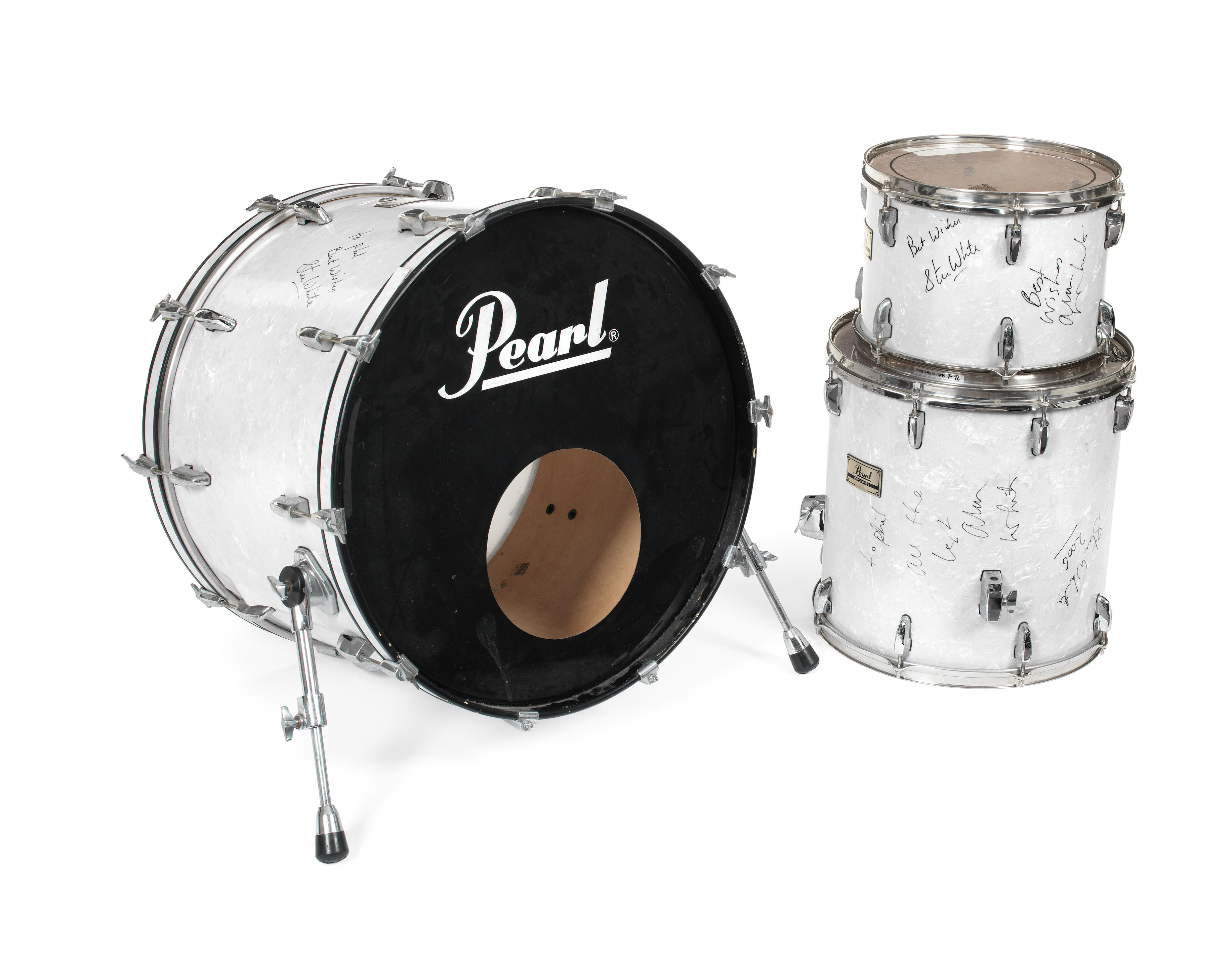 Bonhams : Oasis / Alan White / Paul Weller a Pearl drum kit used by Alan  White with Oasis and by brother Steve White with Paul Weller, 1990s,