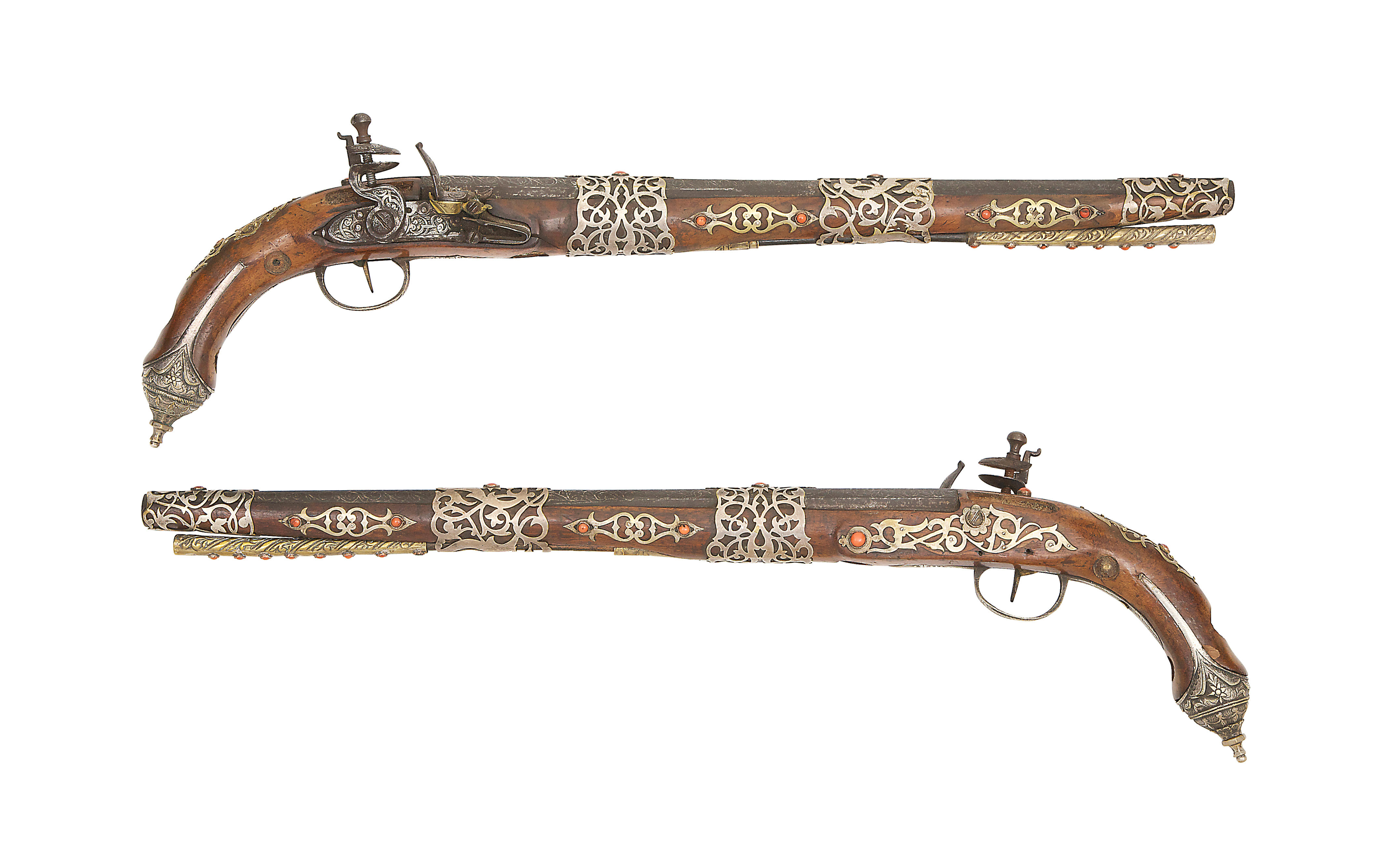 Bonhams : A Pair Of Algerian 32-Bore Flintlock Holster Pistol Of