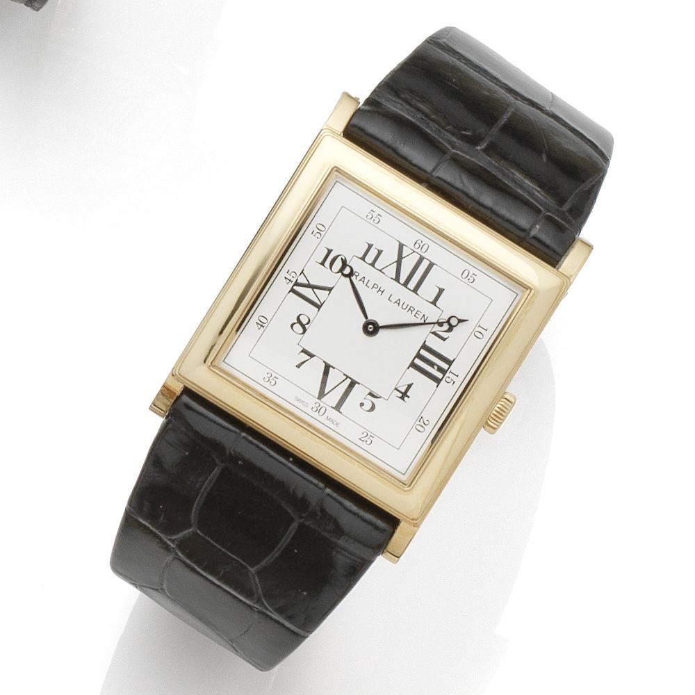 Bonhams : Ralph Lauren. An 18K rose gold manual wind wristwatch 