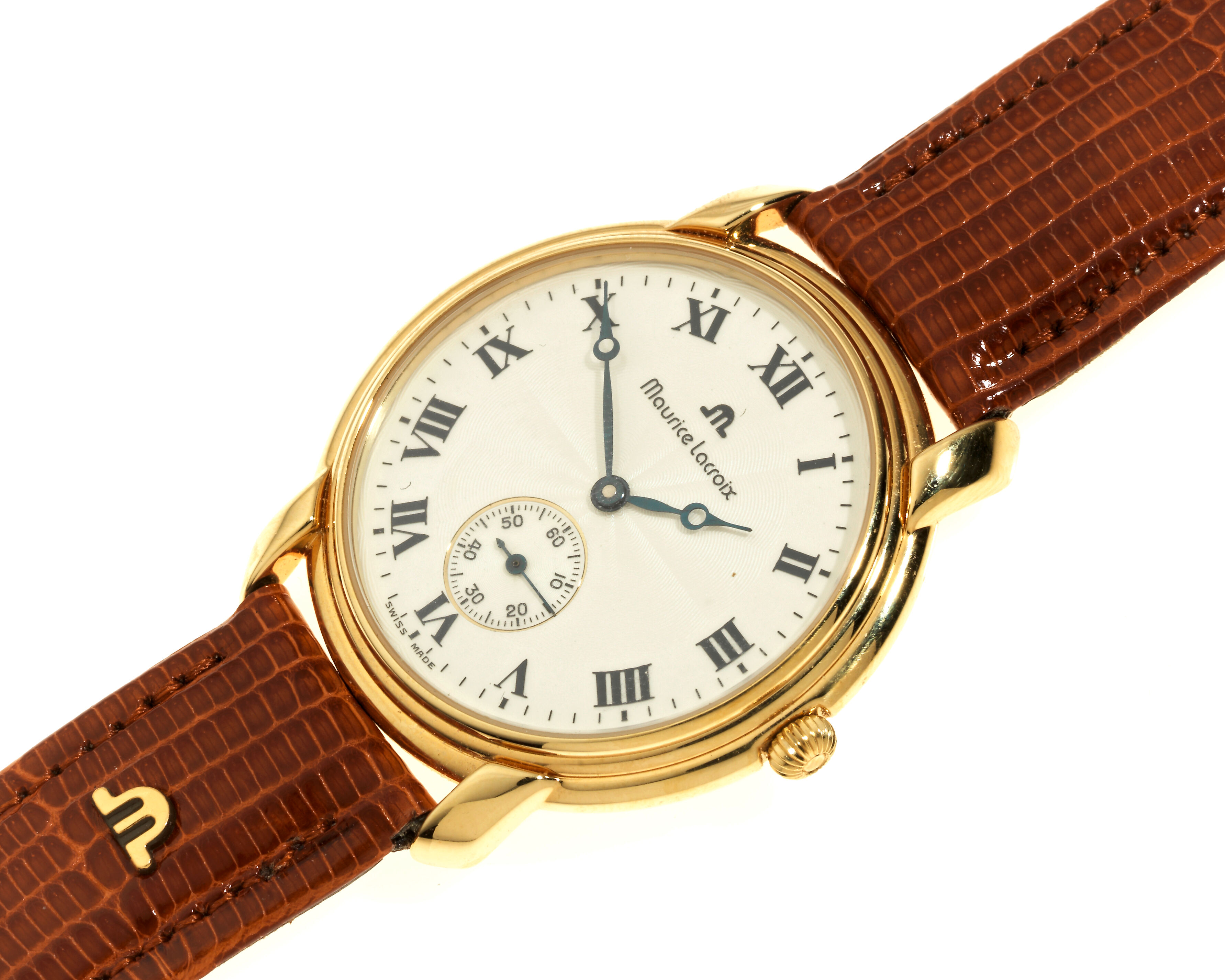 Bonhams : Maurice Lacroix. A gold plated manual wind wristwatch