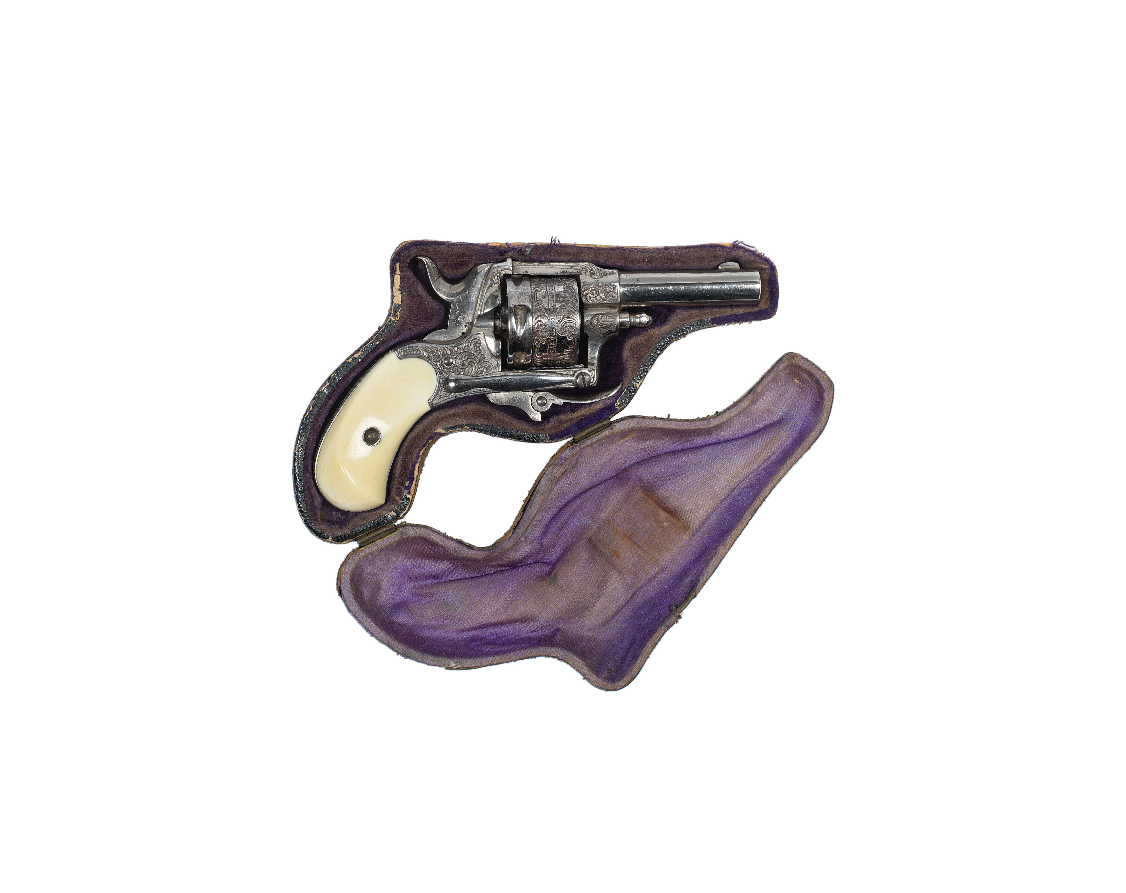 Bonhams : A Belgian .230(R.F.) revolver In its moulded leather case