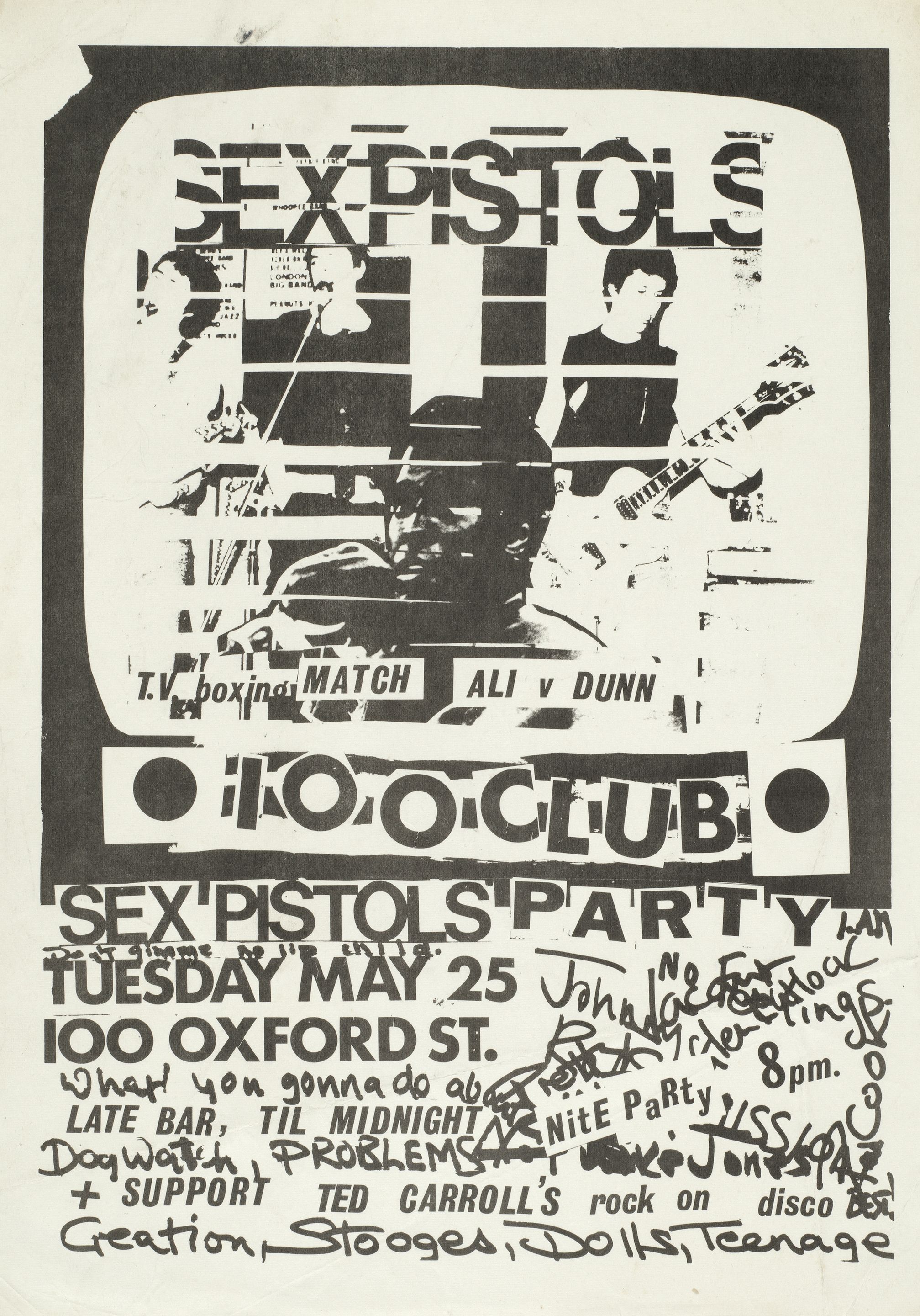Bonhams : Sex Pistols: A flyer for the 100 Club, 25th May 1976,