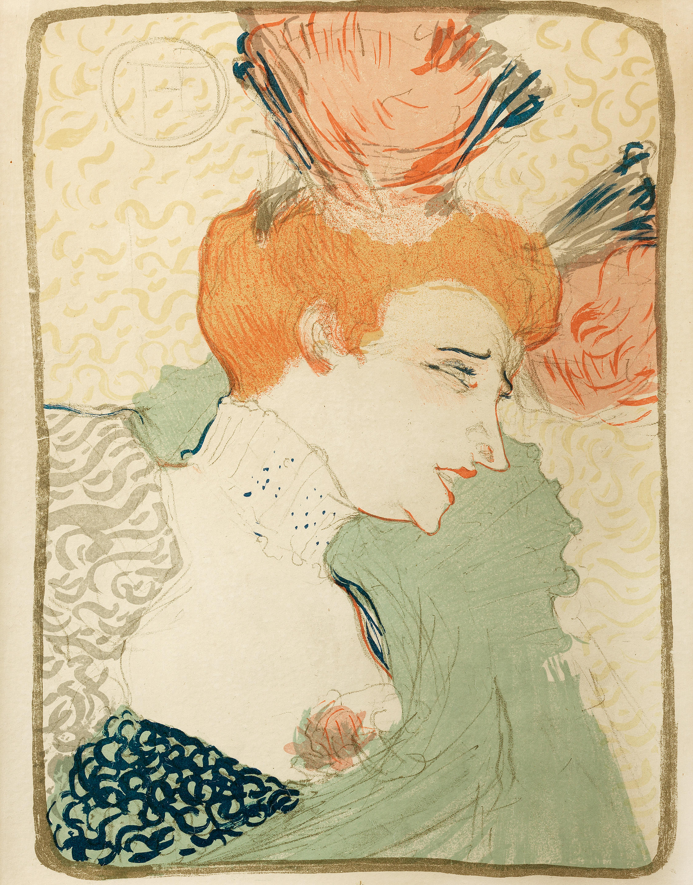 Henri de Toulouse-Lautrec (French, 1864-1901) Mademoiselle Marcelle Lender,  en buste Lithograph in colours, 1895, on wove paper, the fourth, final  state, from the regular Pan edition of 1100, the full sheet, laid onto  board, with light and time ... - Bonhams